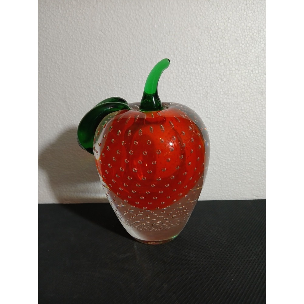 Vintage Apple & Strawberry Pumpkin Controlled Bubble Art Glass